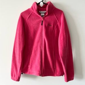 Columbia Pink Zip Up Fleece Long Sleeve Womens Jacket Sweater Pockets